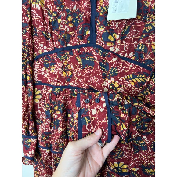 ba&sh NWT Gigi Long Sleeve Floral Midi Boho Smocked Floral Dress 1 / US 4 Small - Picture 8 of 14